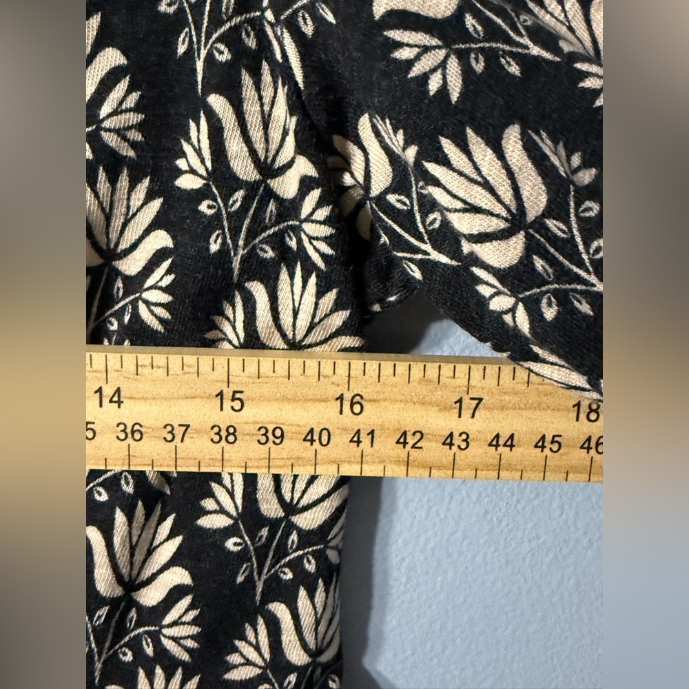 Boden Button Jersey Mini Tea Dress in a black/ beige dandelion pattern‎ Size 6 - Picture 8 of 10